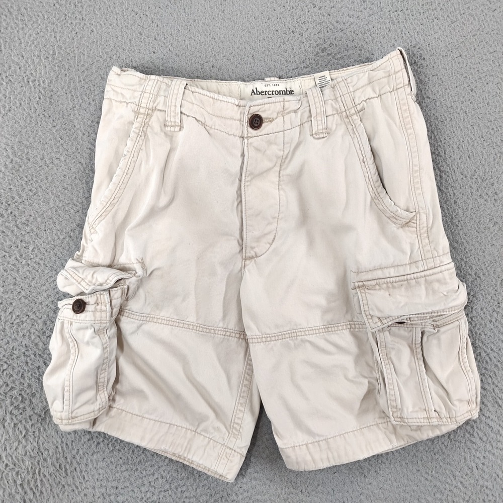 Abercrombie Fitch Cargo Shorts Mens 30 Cream Cargo Heavyweight Thick Button Fly